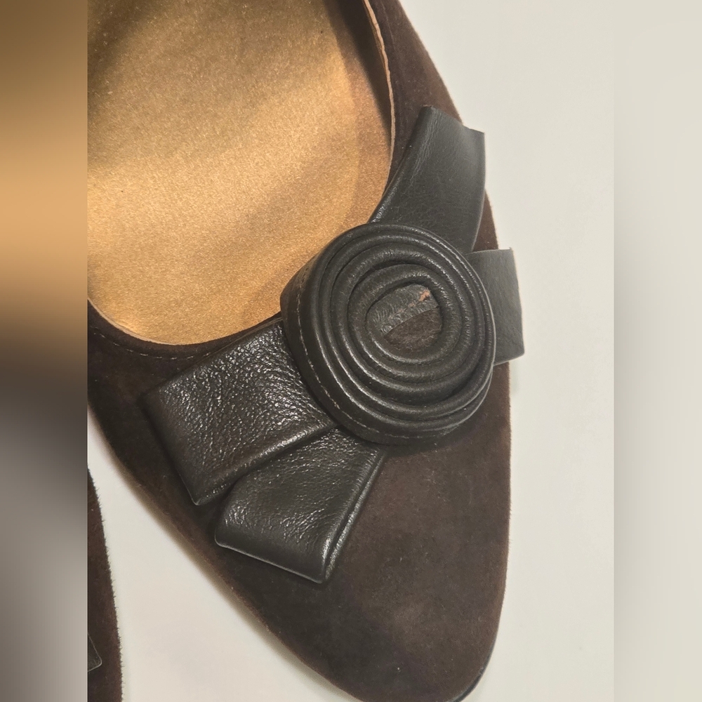 Brown Suede And Leather Ankle-Strap Wedges - size 7.5 - Picture 6 of 14